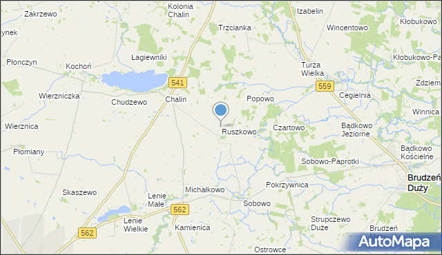 mapa Ruszkowo, Ruszkowo gmina Dobrzyń nad Wisłą na mapie Targeo